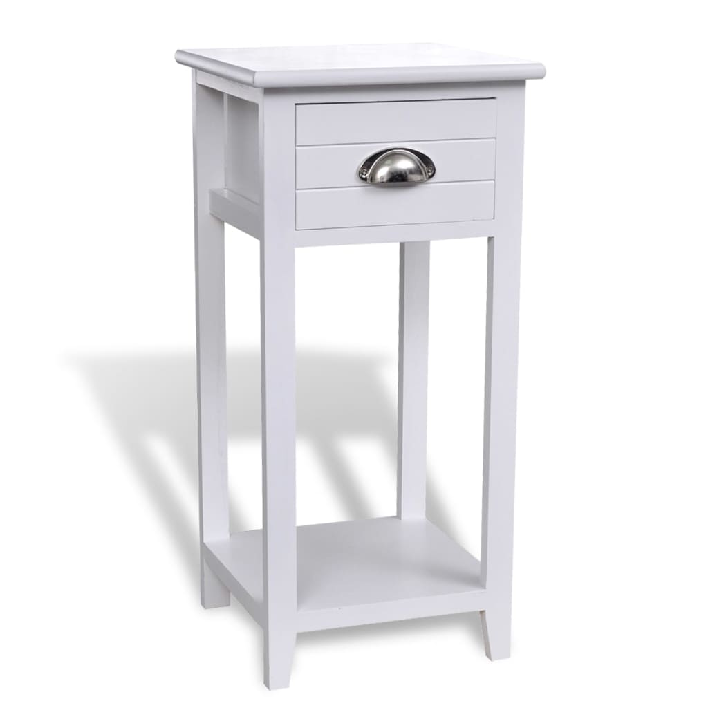 vidaXL Nightstand with 1 Drawer White