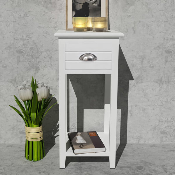 vidaXL Nightstand with 1 Drawer White