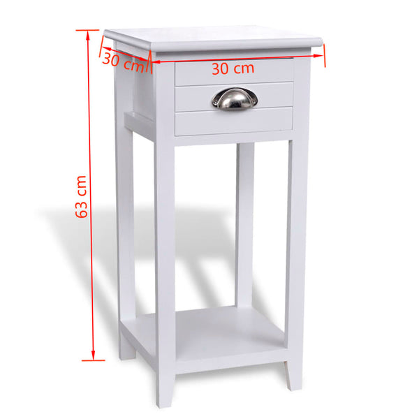 vidaXL Nightstand with 1 Drawer White