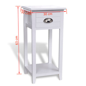 vidaXL Nightstand with 1 Drawer White