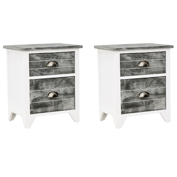 vidaXL Nightstands 2 pcs with 2 Drawers Grey and White