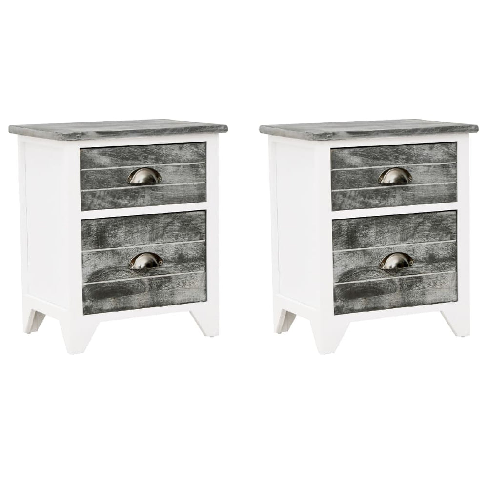 vidaXL Nightstands 2 pcs with 2 Drawers Grey and White