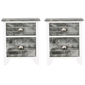 vidaXL Nightstands 2 pcs with 2 Drawers Grey and White