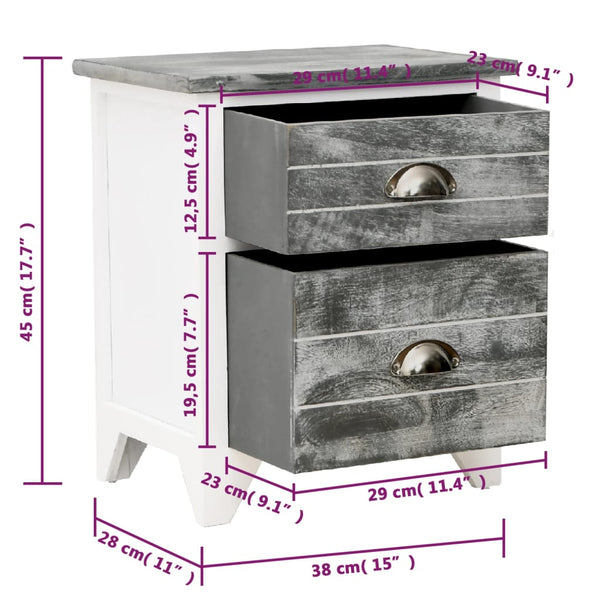 vidaXL Nightstands 2 pcs with 2 Drawers Grey and White