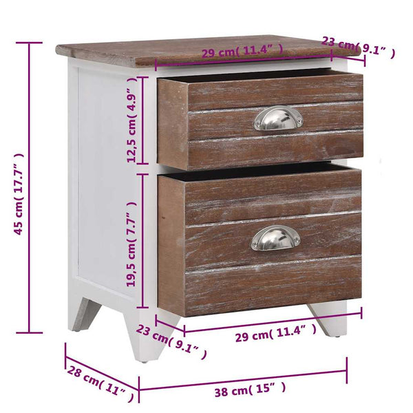 vidaXL Nightstands 2 pcs. with 2 Drawers Brown and White