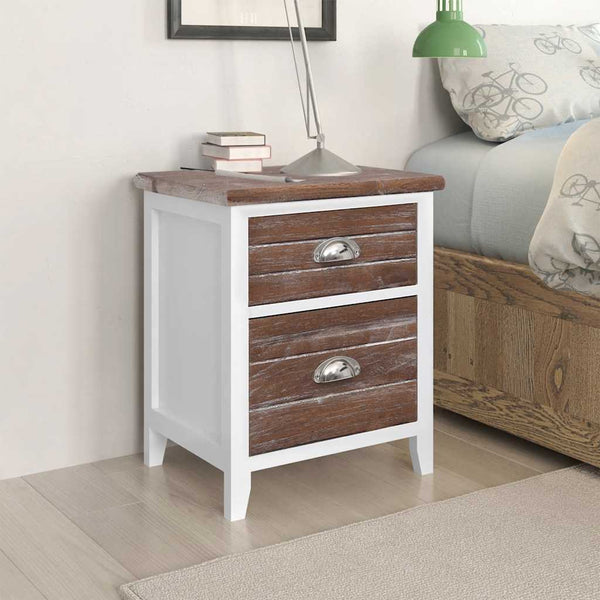 vidaXL Nightstands 2 pcs. with 2 Drawers Brown and White