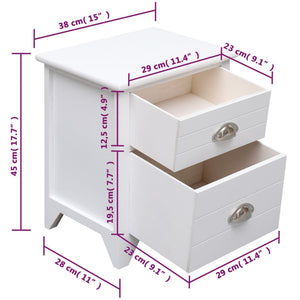 vidaXL Nightstands 2 pcs. with 2 Drawers White