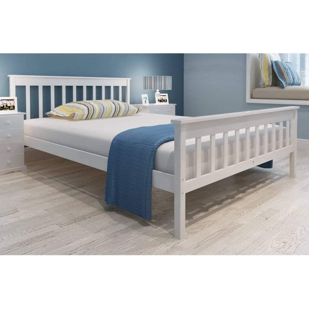 vidaXL Solid Pine Bed with Mattress 140x200 cm