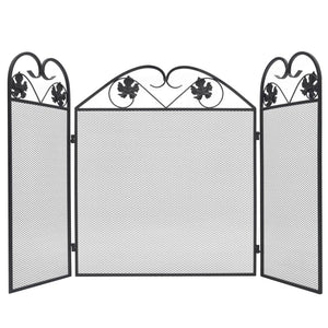 vidaXL 3-Piece Fire Screen Iron Black