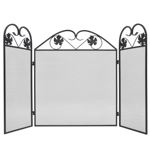 vidaXL 3-Piece Fire Screen Iron Black