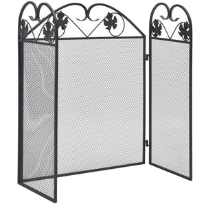 vidaXL 3-Piece Fire Screen Iron Black
