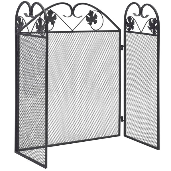 vidaXL 3-Piece Fire Screen Iron Black