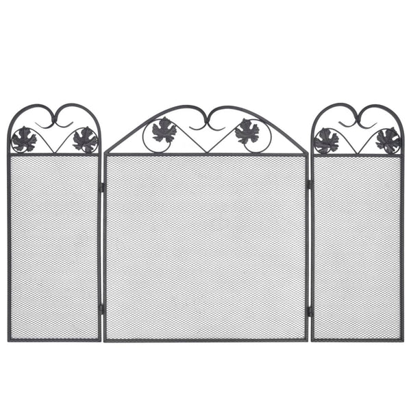 vidaXL 3-Piece Fire Screen Iron Black