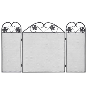 vidaXL 3-Piece Fire Screen Iron Black