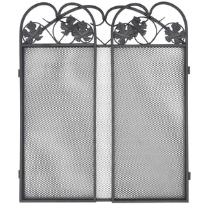 vidaXL 3-Piece Fire Screen Iron Black