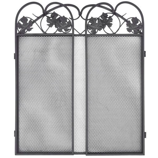 vidaXL 3-Piece Fire Screen Iron Black