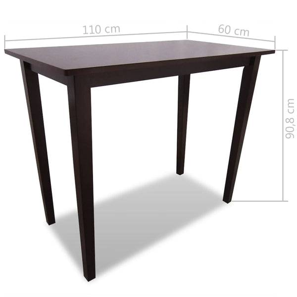 vidaXL Wooden Bar Table and 4 Bar Stools Brown