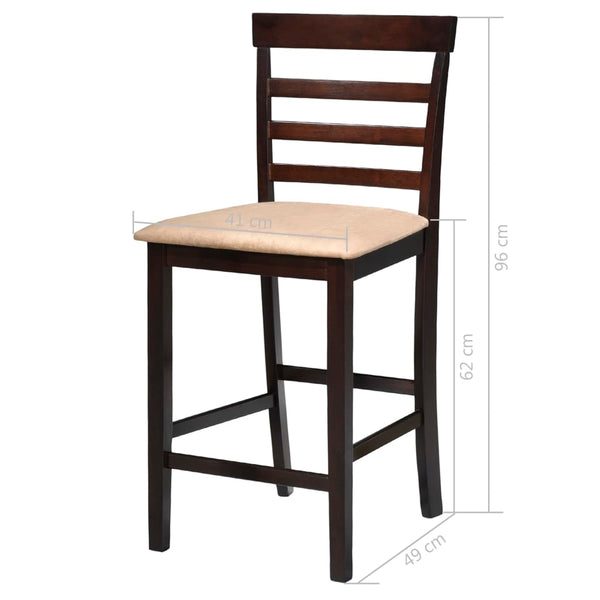 vidaXL Wooden Bar Table and 4 Bar Stools Brown