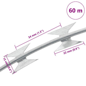 BTO-22 Concertina Razor Wire with Clips Galvanized Steel 60 m