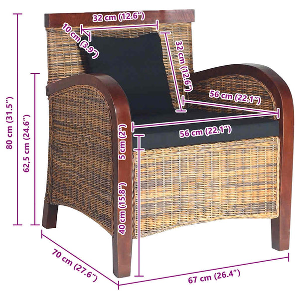 vidaXL Hand-woven Rattan Armchair