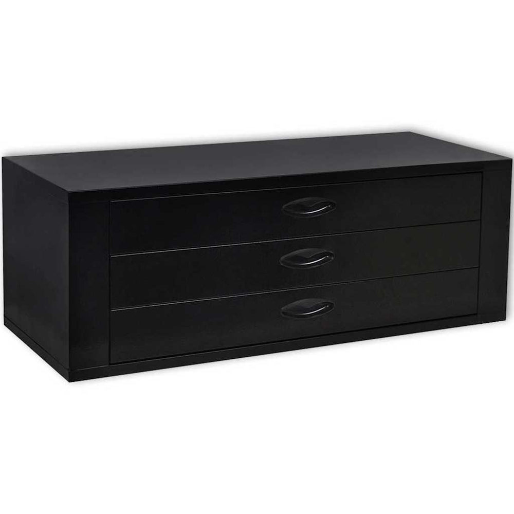 vidaXL Metal Toolbox 3 Drawers Black