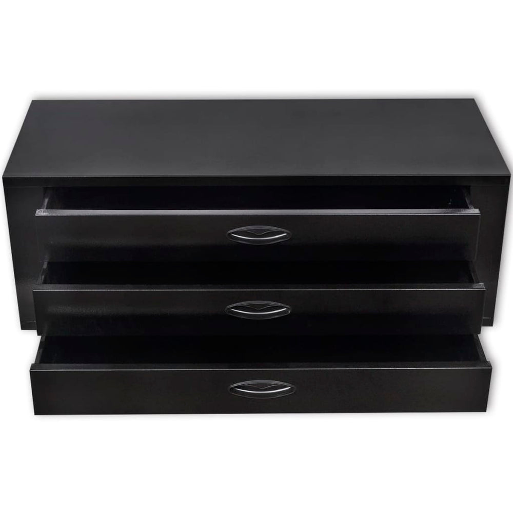 vidaXL Metal Toolbox 3 Drawers Black