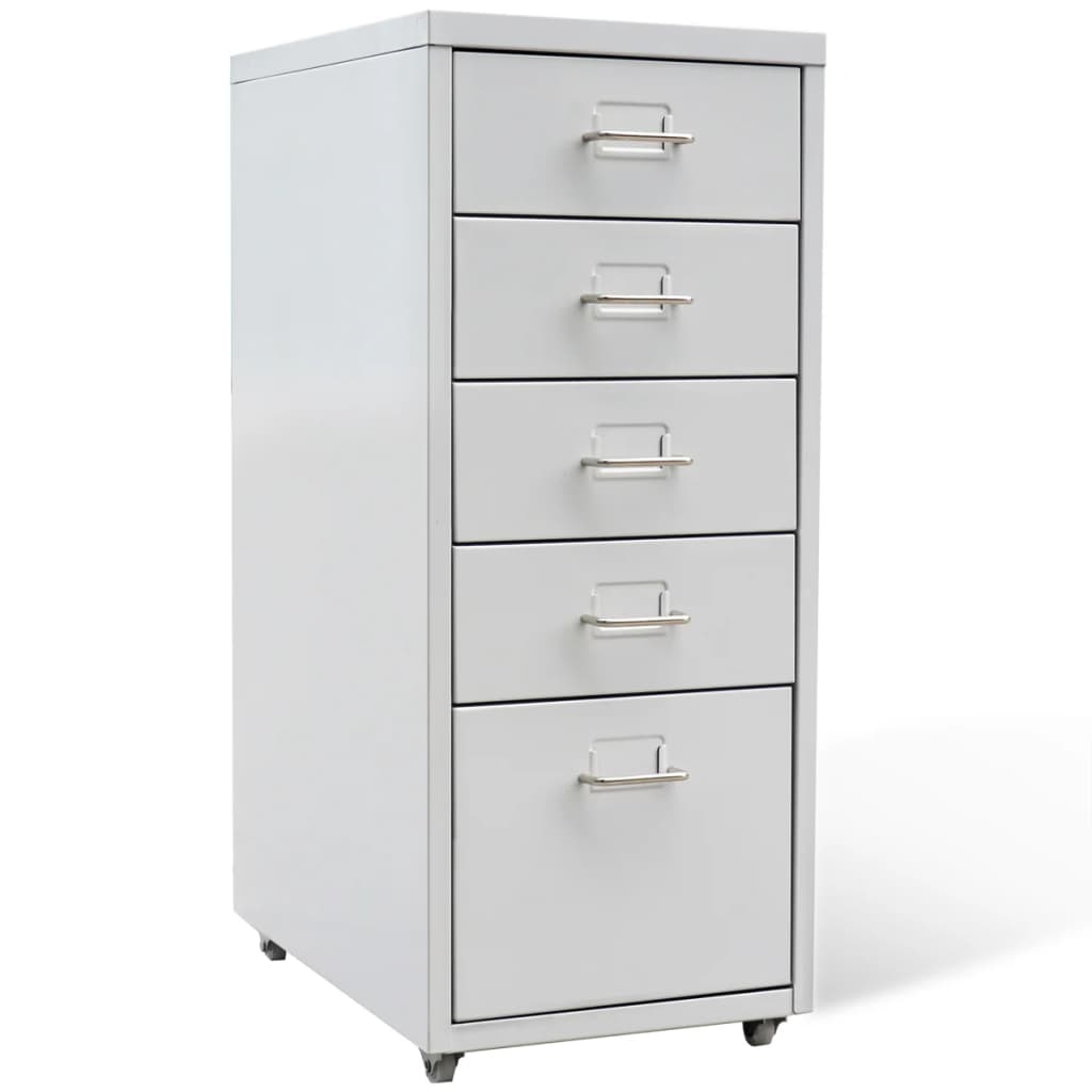 vidaXL 5-Drawer Filing Cabinet Grey 68.5 cm Steel