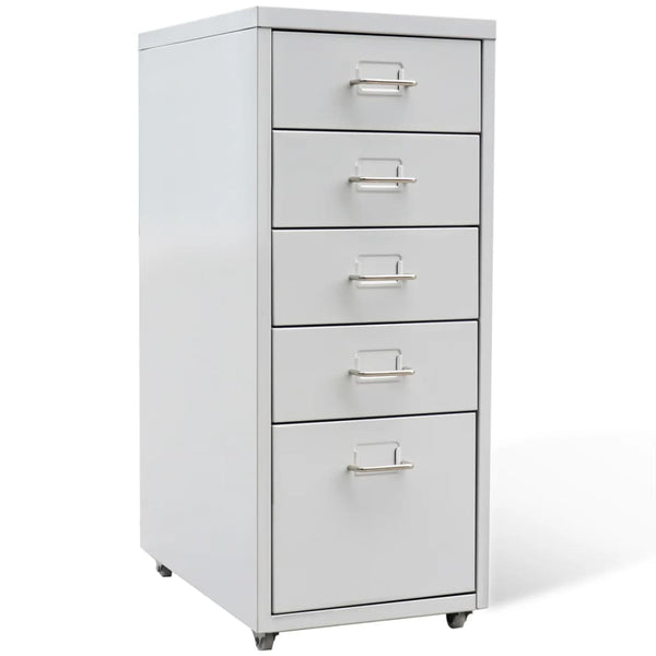 vidaXL 5-Drawer Filing Cabinet Grey 68.5 cm Steel