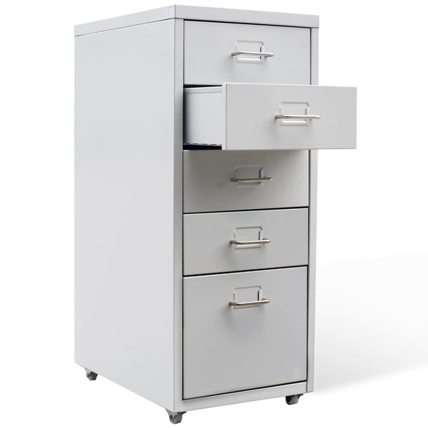 vidaXL 5-Drawer Filing Cabinet Grey 68.5 cm Steel