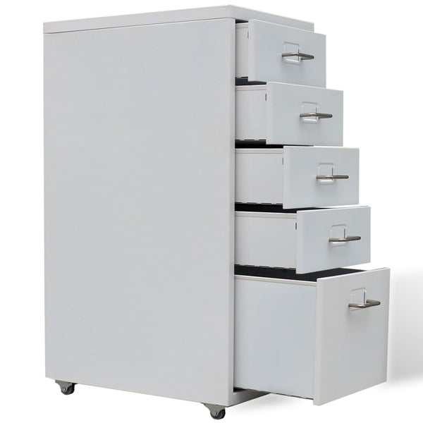 vidaXL 5-Drawer Filing Cabinet Grey 68.5 cm Steel