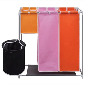 3-compartment laundry hamper with laundry basket