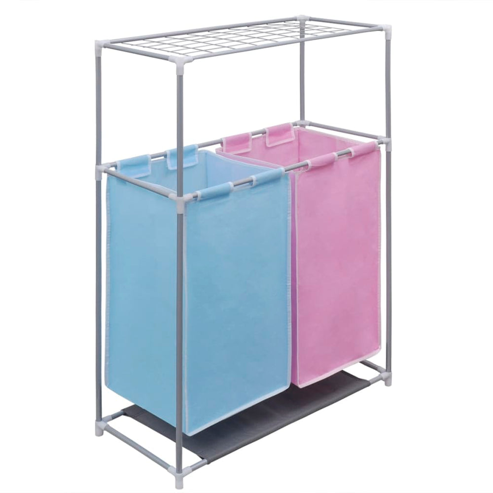 2-Compartment Laundry Hamper with Drying Rack