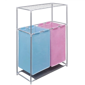 2-Compartment Laundry Hamper with Drying Rack