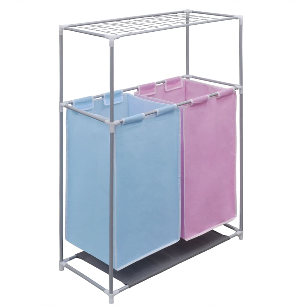 2-Compartment Laundry Hamper with Drying Rack
