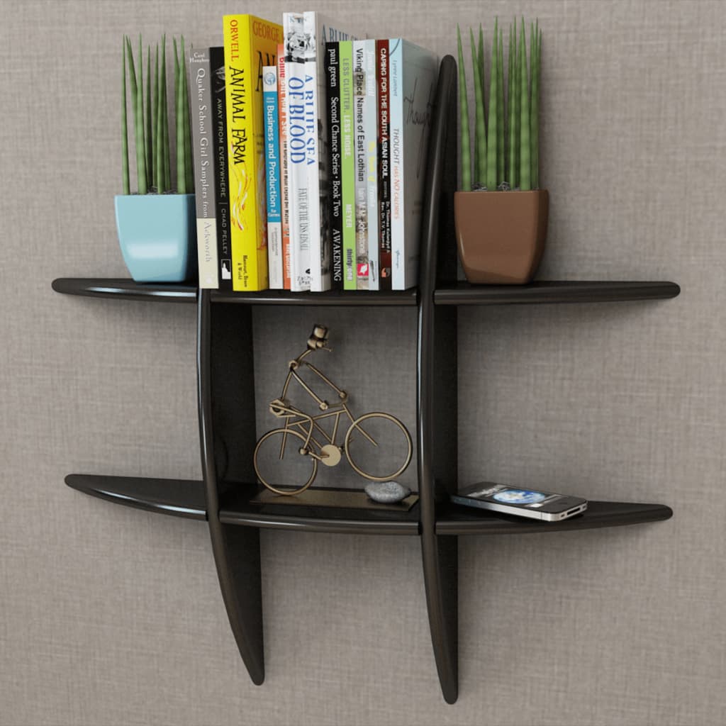 Wall Shelf for Books DVDs MDF Black