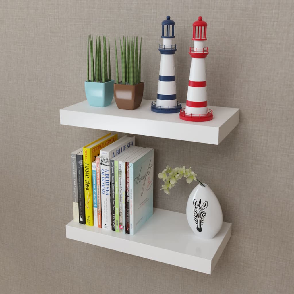 vidaXL Wall Shelves 2 pcs MDF White