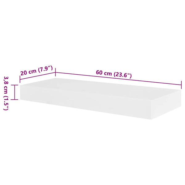 vidaXL Wall Shelves 2 pcs MDF White