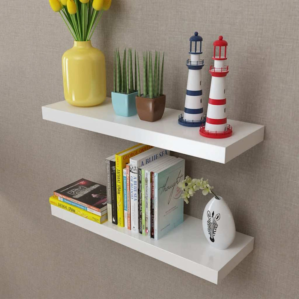 vidaXL Wall Shelves 2 pcs MDF White