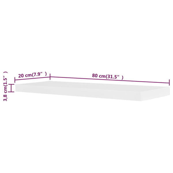 vidaXL Wall Shelves 2 pcs MDF White