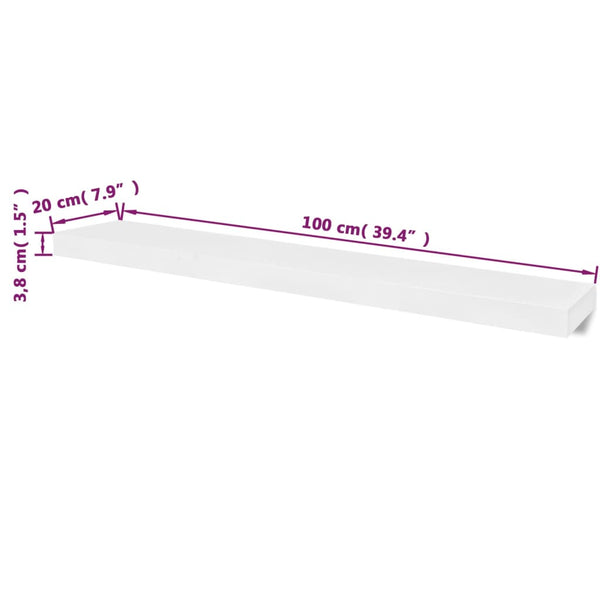 vidaXL Wall Shelves 2 pcs MDF White