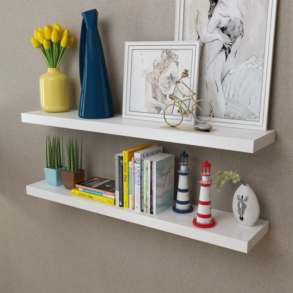 vidaXL Wall Shelves 2 pcs MDF White