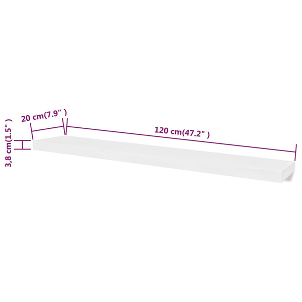 vidaXL Wall Shelves 2 pcs MDF White