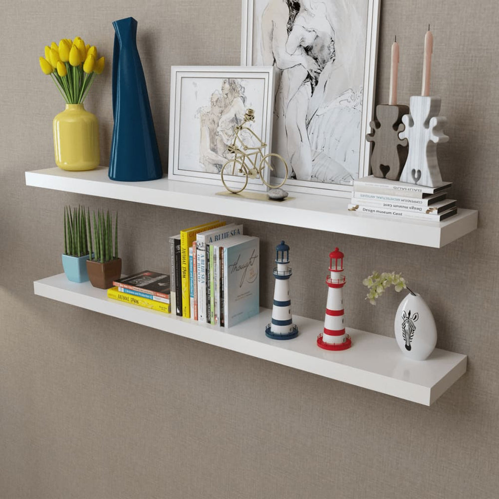 vidaXL Wall Shelves 2 pcs MDF White