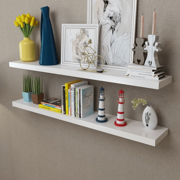 vidaXL Wall Shelves 2 pcs MDF White