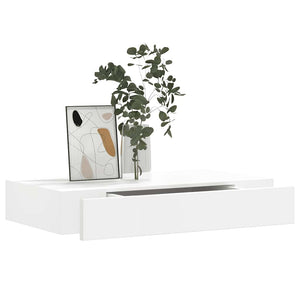 vidaXL Wall Shelf with Drawer MDF White