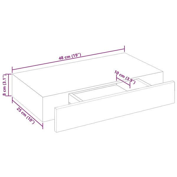 vidaXL Wall Shelf with Drawer MDF White