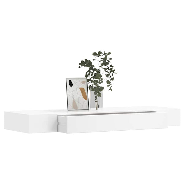vidaXL Wall Shelf with Drawer MDF White