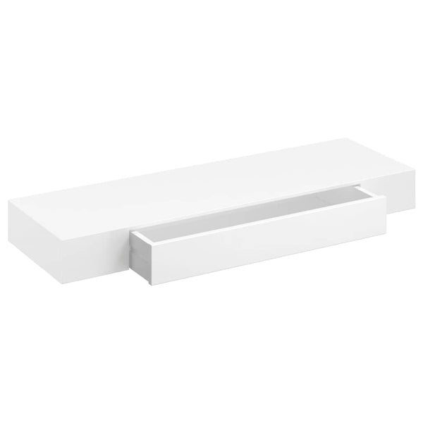 vidaXL Wall Shelf with Drawer MDF White