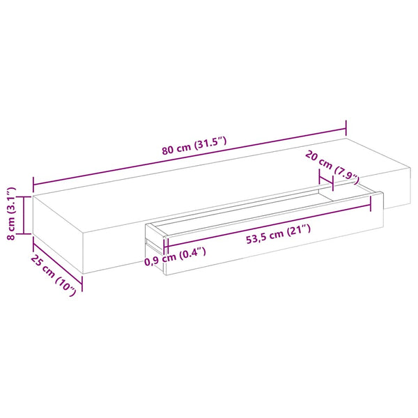 vidaXL Wall Shelf with Drawer MDF White