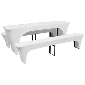 vidaXL 3-Piece Beer Table and Bench Cover Set White 220x50x80 cm